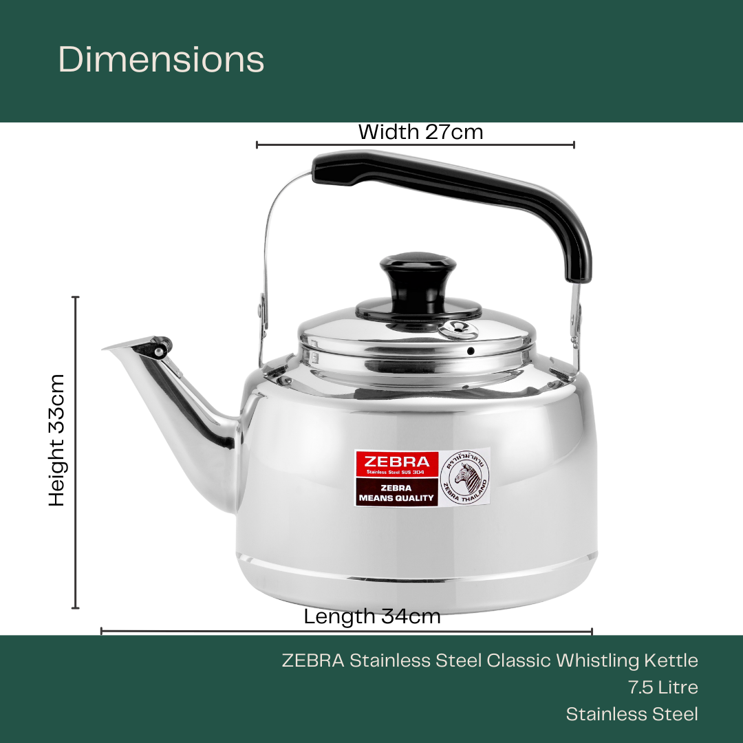 ZEBRA Stainless Steel Classic Whistling Kettle 7.5L