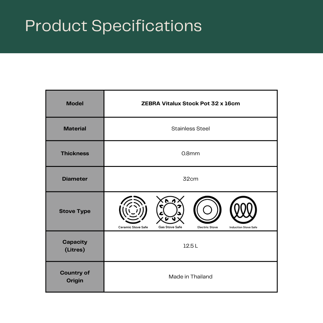 ZEBRA Vitalux Stock Pot 32 x 16cm