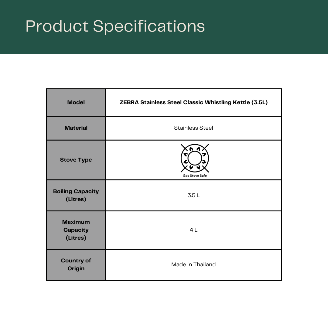 ZEBRA Stainless Steel Classic Whistling Kettle 3.5L