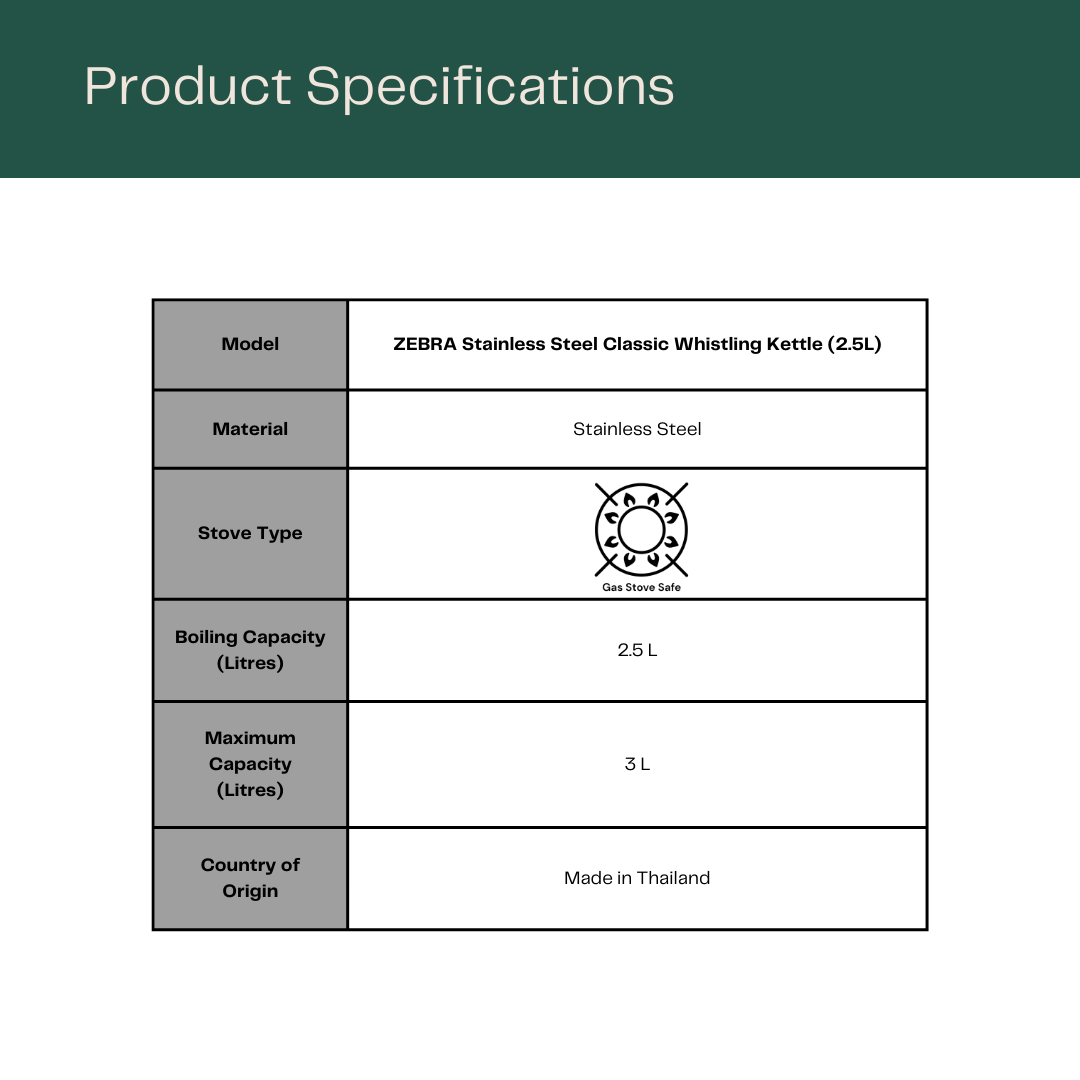 ZEBRA Stainless Steel Classic Whistling Kettle 2.5L