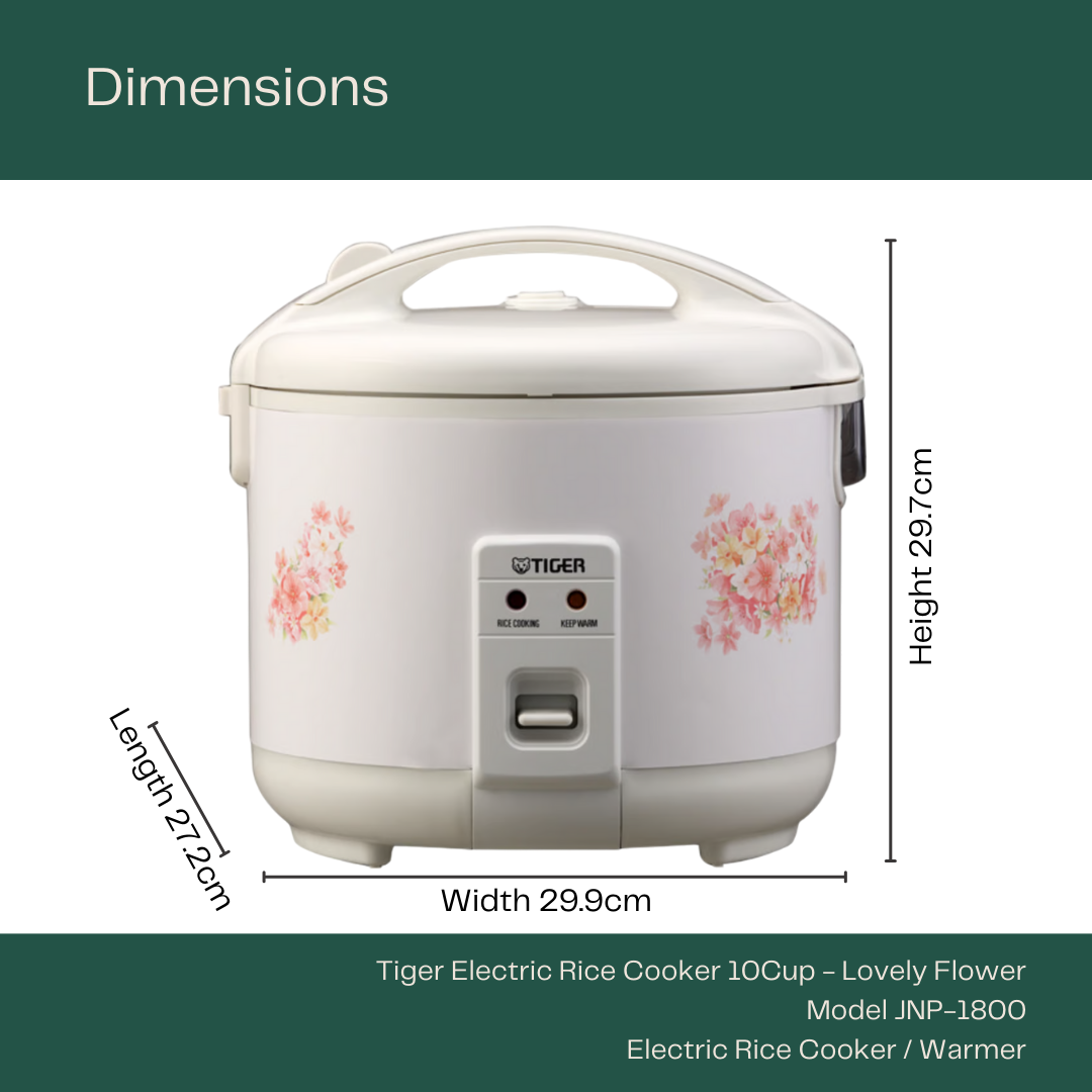 Tiger Electric Rice Cooker 10 Cup (JNP-1800) White
