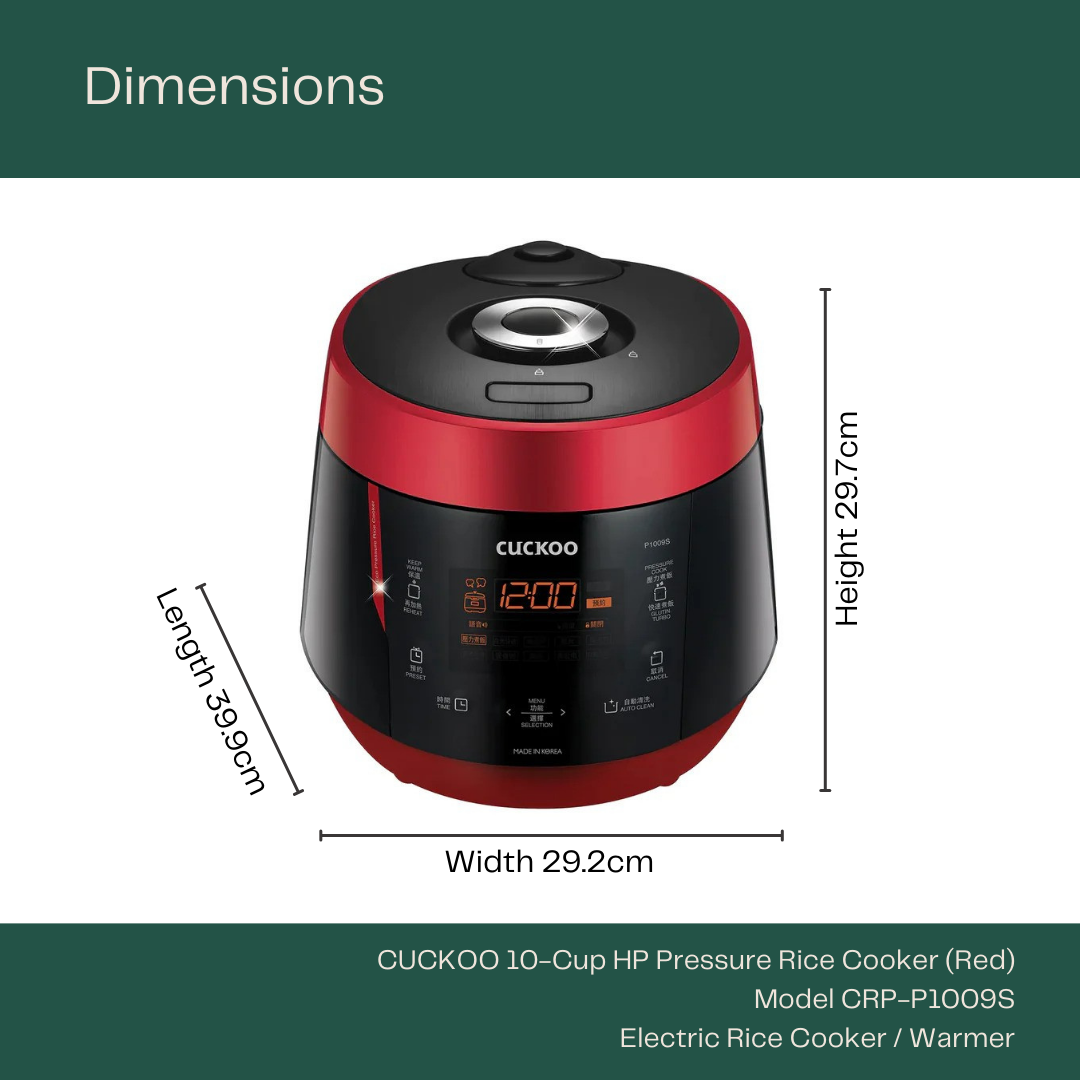 CUCKOO 10-Cup HP Pressure Rice Cooker (CRP-P1009S) Red