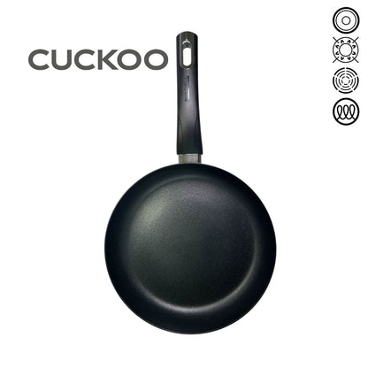 Non-stick titanium fry pan with a heat-resistant handle, displayed against a white background.