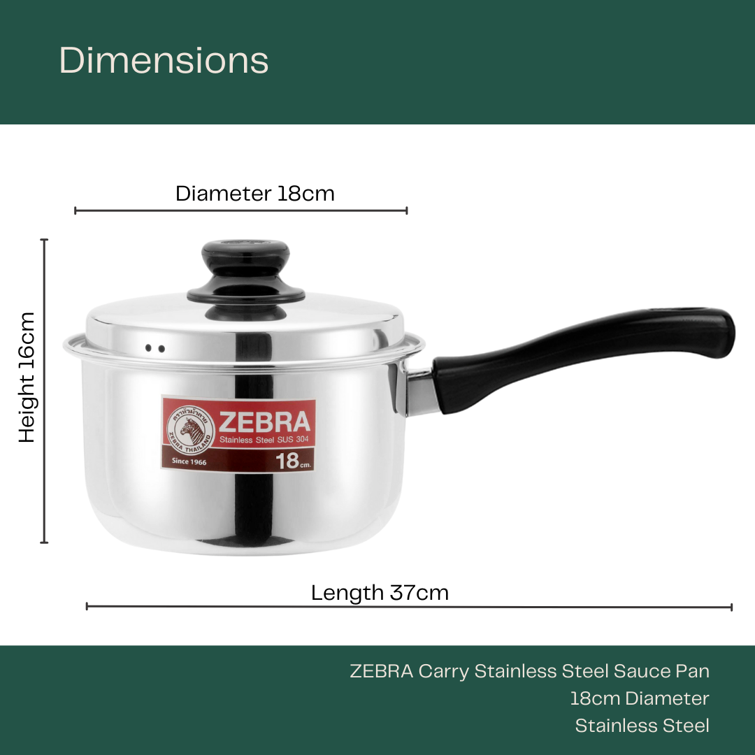 ZEBRA Carry Stainless Steel Sauce Pan 18cm