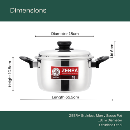 ZEBRA Stainless Merry Sauce Pot 18cm