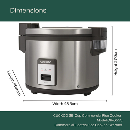 CUCKOO CR-3555 35-Cup Commercial Rice Cooker | High-Capacity Pressure Cooking for Professional Kitchens