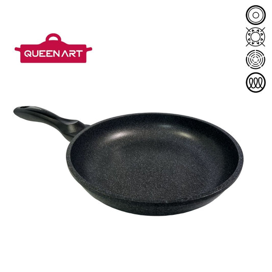 Queen Art Marble Frying Pan (26cm) featuring a smooth, non-stick marble coating and an ergonomic handle, set against a light background.